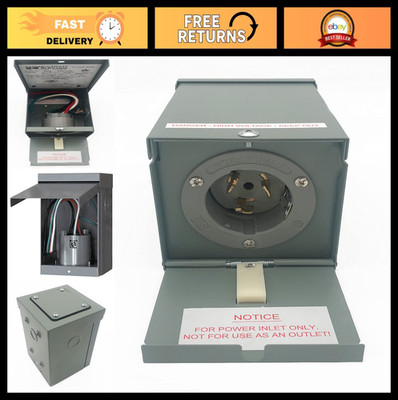 50A Rainproof Generator Power Inlet Box with Cover, CS6375, SS2-50P, Gray