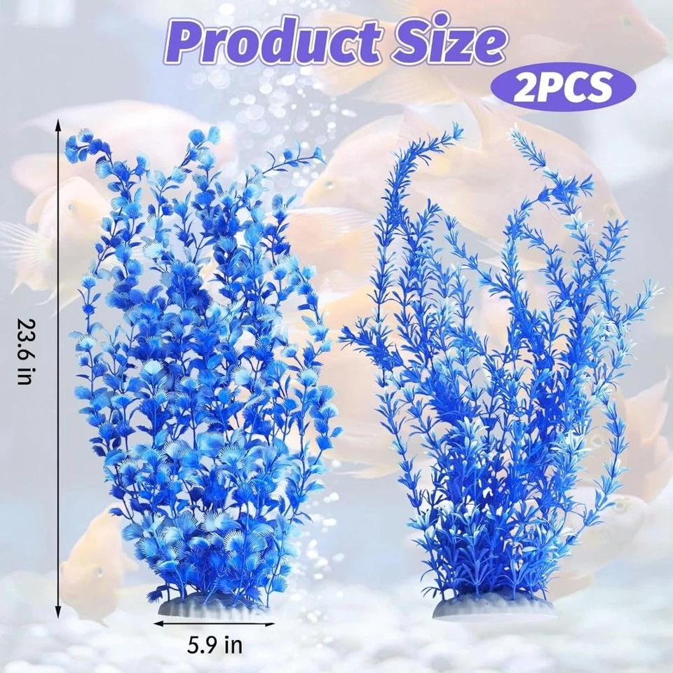 2PCS Extra Large Artificial Fish Tank Plants  Aquarium Decor - image 2 of 4