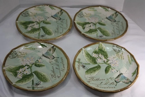 Beautiful! Fitz and Floyd “Toulouse”Accent Salad Plates, Set of 4, 9-Inch, Green