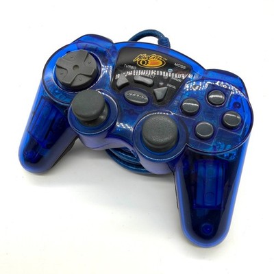 Mad Catz Dual Force Transparent Blue Playstation 2 PS2 Controller TESTED
