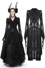 DARK IN LOVE Women Black Gothic Romantic Hollow Out Sexy Lace Long Shirt Dress