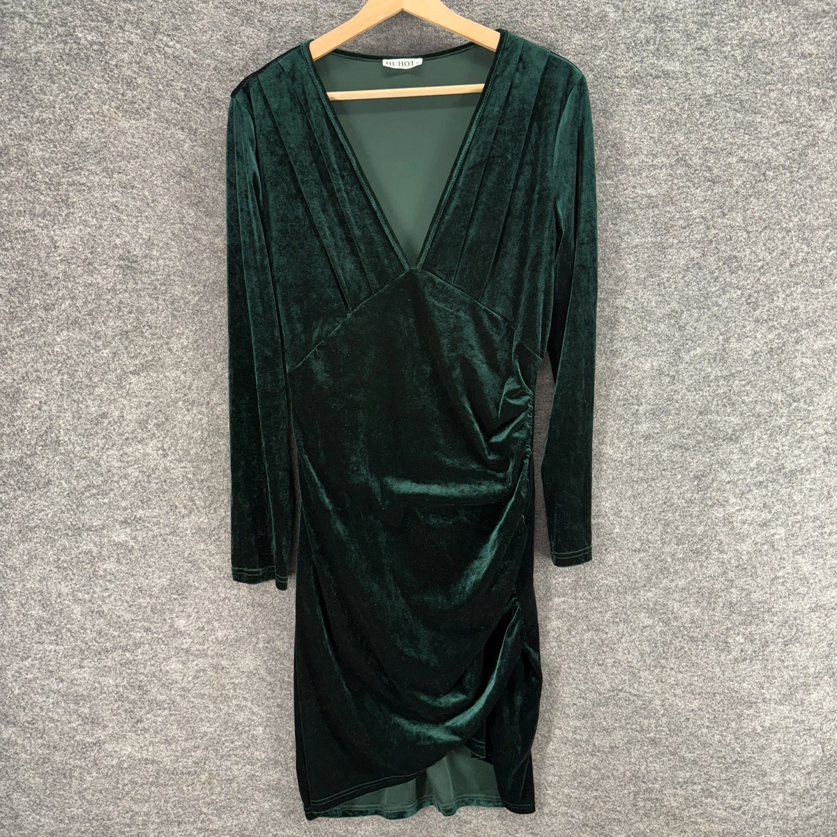 green emerald velvet dress Estella Velvet Shift Dress-Emerald Night