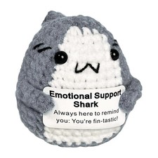 Positive Crochet Shark Christmas Gifts, Desk Home Decor Emotional - Gray Shark