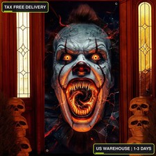 Halloween Door Cover Scary Monster - Halloween Door Banner for Party Photo Backg