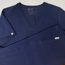 FIGS Technical Collection Mens Large Navy Blue V-Neck Casma 3-Pocket Scrub Top