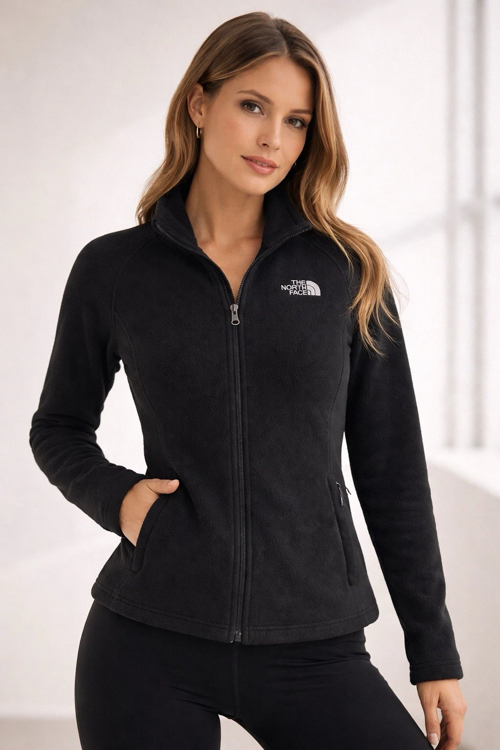 The North Face Women’s Black Full Zip Fleece Jacket Logo | Size S/P