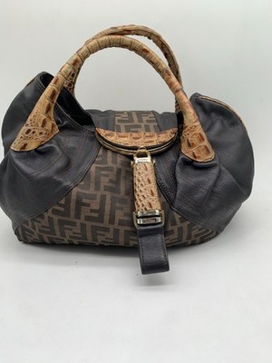 Authentic Fendi FF Jacquard Pattern Top Handle Handbag/EE07218807/8807