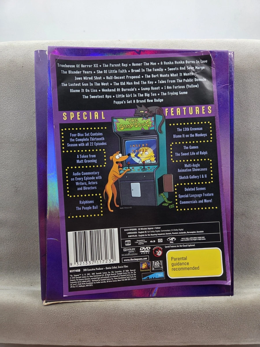 The Simpsons Complete Thirteenth Season 13 (DVD 4 Disc Set) Region 4 AU