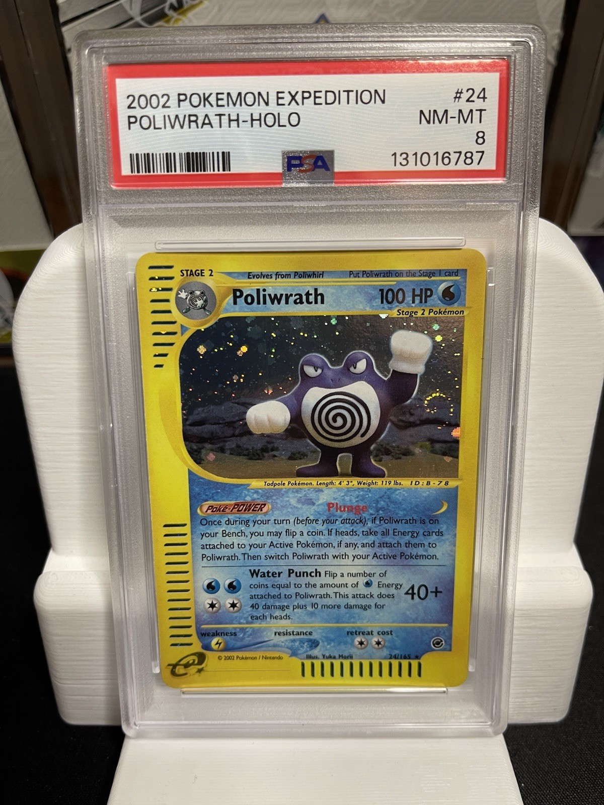 PSA 8 NM-MINT Pokemon Poliwrath Holo Rare 2002 Expedition #24/165