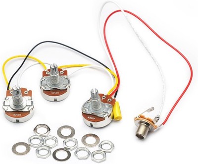 SAPHUE Bass Wiring Harness Prewired Kit 250K Big Pots 2 Volume 1 Tone For... 