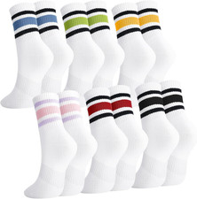 6 Pairs Retro Stripe Tube Socks