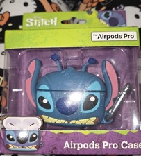 Disney Stitch AirPods Pro Case Blue Silicone Protective Cover with Clip