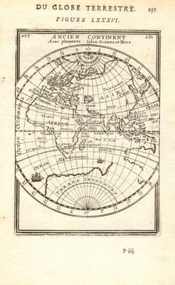 ÖSTLICHE HEMISPHÄRE. 'Ancien continent'. Asien Afrika Europa. MALLET 1683 Karte