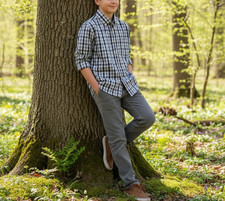 Class Club Outfit Set Boys Size 8 Denim Look Reindeer Button UP Corduroy Pants