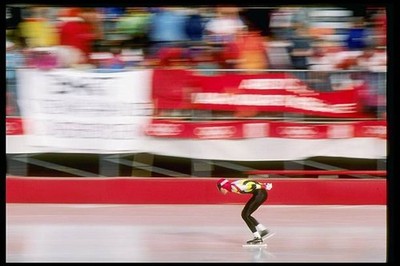 Frank Dittrich of Germany skates around ice men''s 10000 meters sp- Old Photo