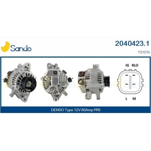 Alternateur Sando 2040423.1 - Pièce de rechange électrique pour véhicule Toyota
