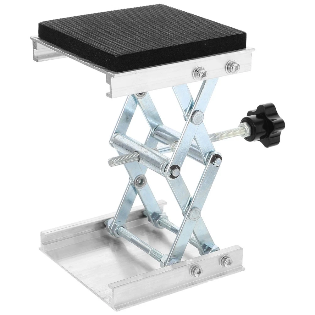 Gato elevador de laboratorio ajustable de acero inoxidable con soporte elevador duradero mesa plateada