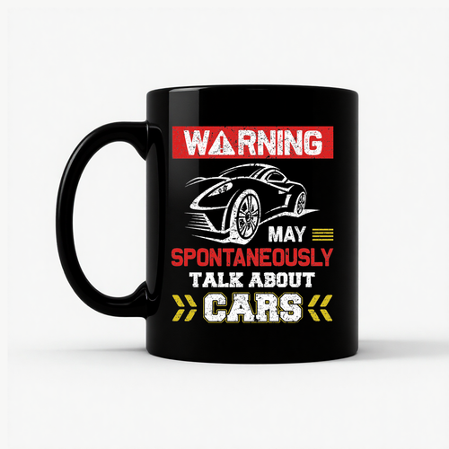 Warning May Talk About Cars Mug Funny Car Enthusiast Gift Gearhead 11oz 15oz - Picture 1 of 2