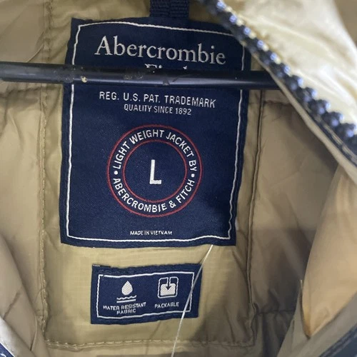 Abercrombie & Fitch, Jacket Mens L Brown Puffer Hoodie, Lightweight (T740) image 7