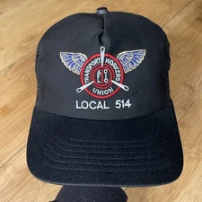 VTG USA 80s Transport Workers Union Local 514 Tulsa AFL CIO Trucker Snap Hat EUC