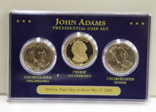John Adams 2007 First Day Of Issue Presidential Dollar $1 Coin Set P S & D