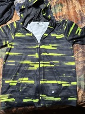 Youth Activewear Jacket Yellow Geometric Hooded Zip Pockets L 14/16 Xersion