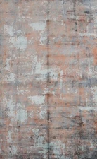 Distressed Look Abstract with Rustic Orange and Gray Tones Handmade Rug 6x8