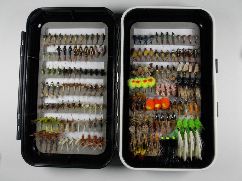 TROUT FLY ASSORTMENT - 168 flies in a new waterproof fly box