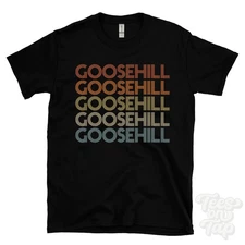 GOOSEHILL REPEATED RETRO STYLE T-SHIRT mens & womens uk place name gift
