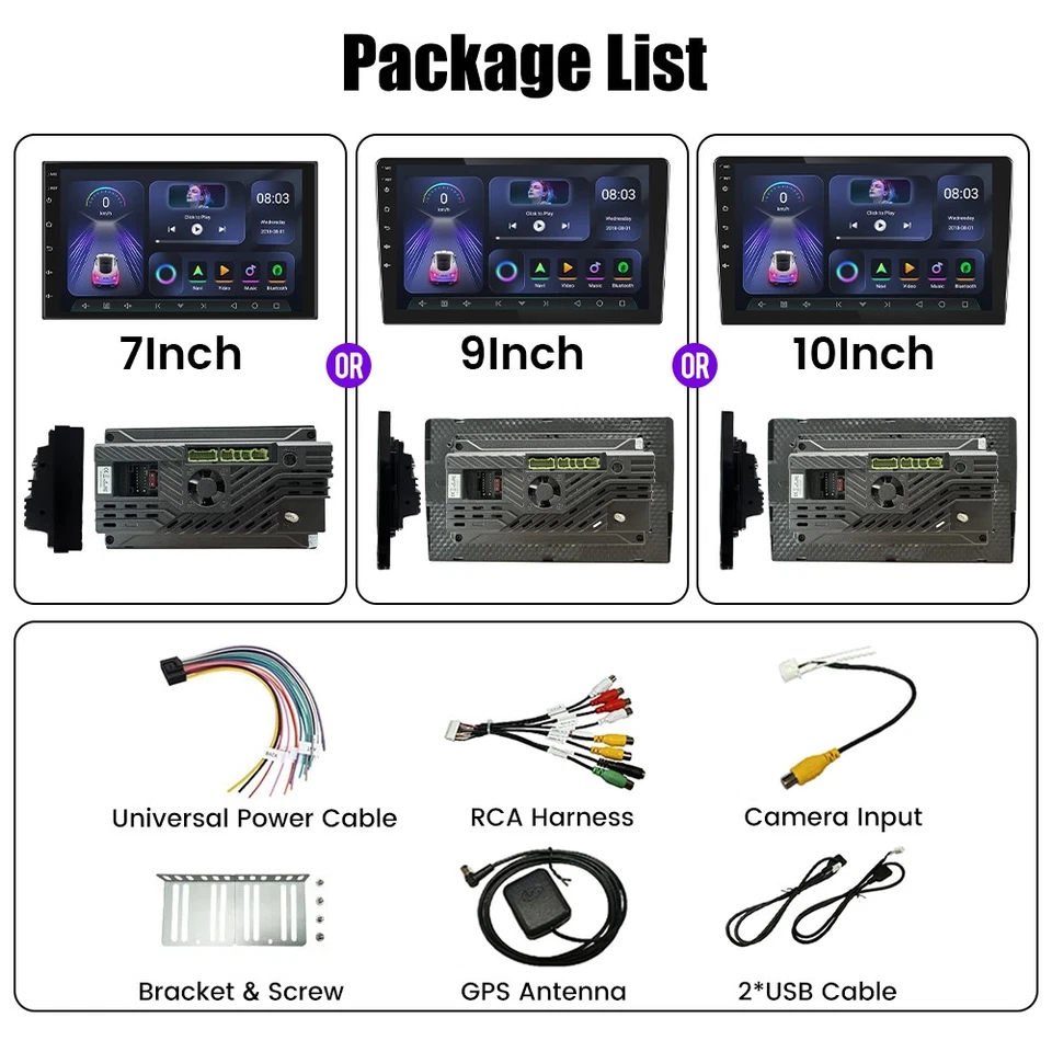 2 Din Android Car Radio Universal Carplay Multimedia Video Player GPS FM WIFI - Image 2 of 4