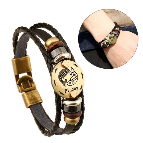Men 12 Zodiac Vintage en ligne Bracelet Fashion Alloy Bracelet with (Pisces)