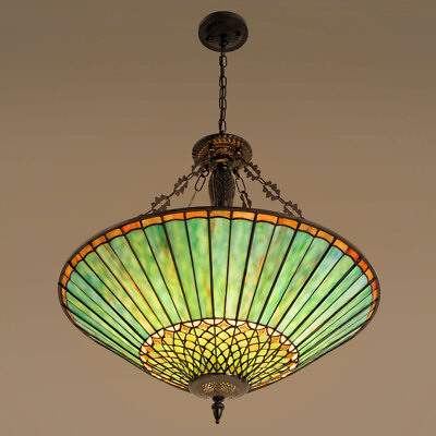 Vintage Stained Glass Pendant Lamp Tiffany Style Ceiling Fixture