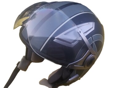 EVOS Motorcycle ATV Helmet Heavy DOT  Flat Black Gray Adult Size M w Faceshield