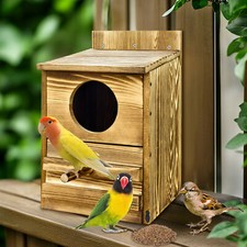 Image of BingoPaw Outside Wooden Bird House fr Finch Bluebird Cardinals Hanging Birdhouse