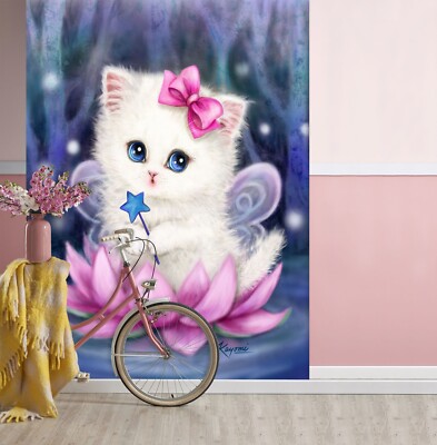 3D Pink Lotus Cat A2813 Wallpaper Wall Mural Self-adhesive Kayomi Harai Amy 2023