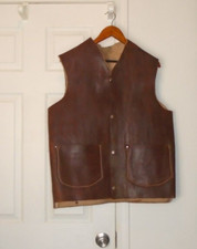 Vintage Genuine Hand Made Leather Vest thick leather is stiff