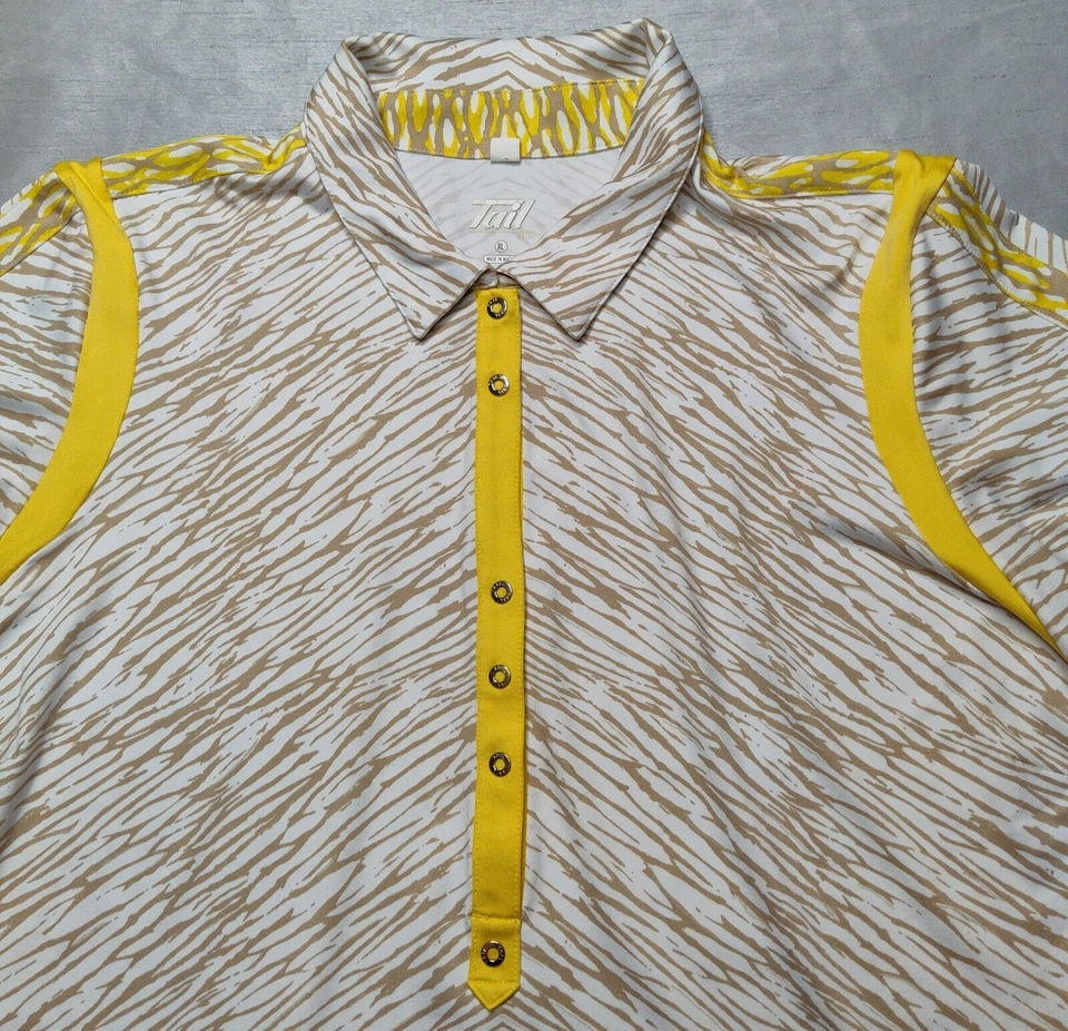 TAIL TECH женщин XL желтовато-коричневый желтый белый животных печати 1/2 Snap Activewear гольф поло - Изображение 4 из 4