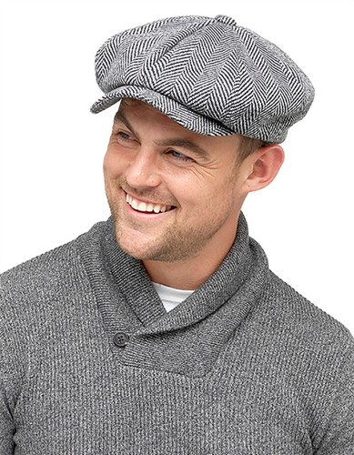 Mens Baker Boy Wool Blend Flat Cap With 