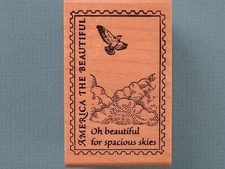 America The Beautiful, For Spacious Skies Faux Postage-Postoid RUBBER MONGER