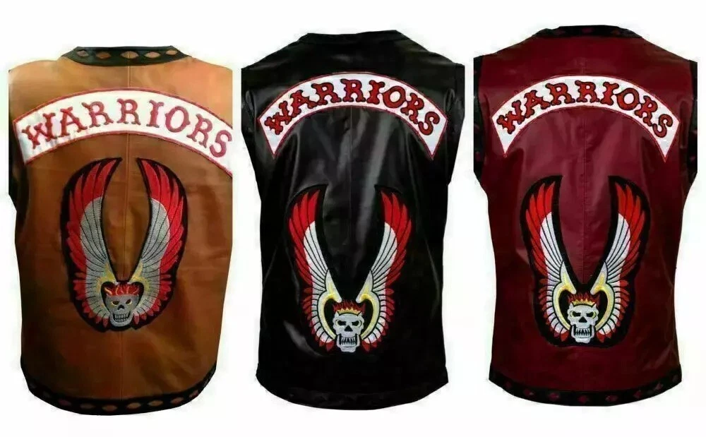 The Warriors Leather Vest | Vintage Biker Motorcycle Rider Jacket Men