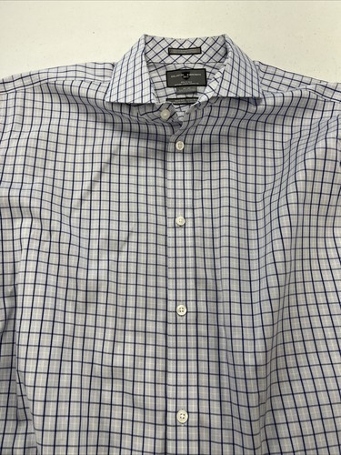 Black Brown 1826 Men's Gray & Blue Plaid Cotton Dress Shirt 18 - 36 $98 - Picture 6 of 8