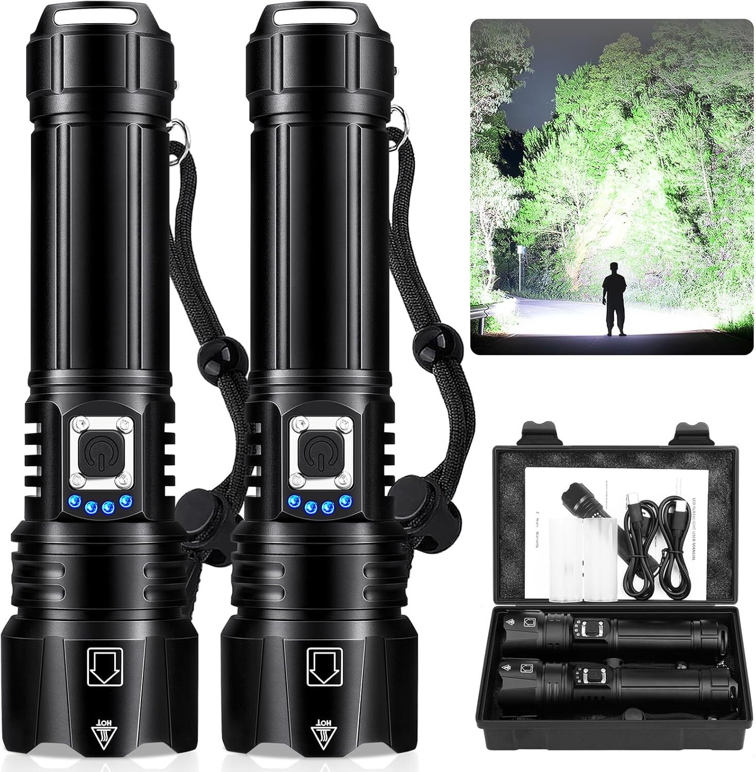 Super Bright 990K Lumens LED Flashlight with 5 Modes, Waterproof Design