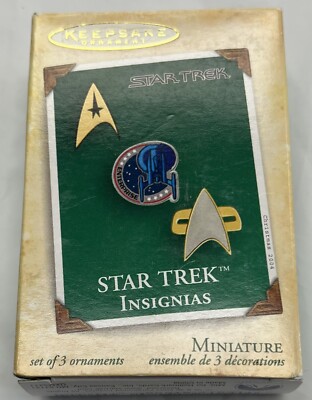 Star Trek Insignias Hallmark Keepsake Set of 3 Miniatures 2004