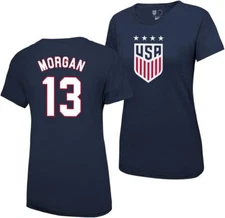 US Soccer Federation USWNT Player Official 4 Star T-Shirt Alex Morgan 13