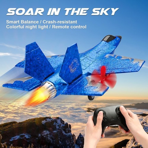 Blue RC Airplane F35 Remote Control Jet Plane 2.4Ghz Smart Gyro with 3 batteries - Picture 7 of 10