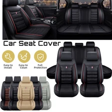 Leatherette Front &Rear Car Seat Covers Full Set Cushion Protector Universal Pad