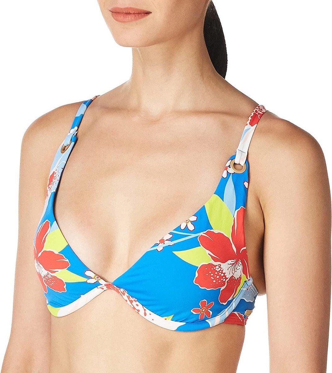 Roxy 280786 Women Underwire D Cup Bikini Top, French Blue Saya 212