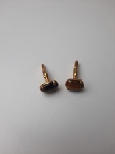 Beautiful Vintage Gold Tone Cuff Links With Faux Onyx Stones