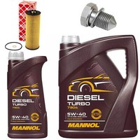 MotoröL Filter Set Mannol 5W40 API 6 Liter + Schraube FüR Skoda Superb I 2.5 TDI