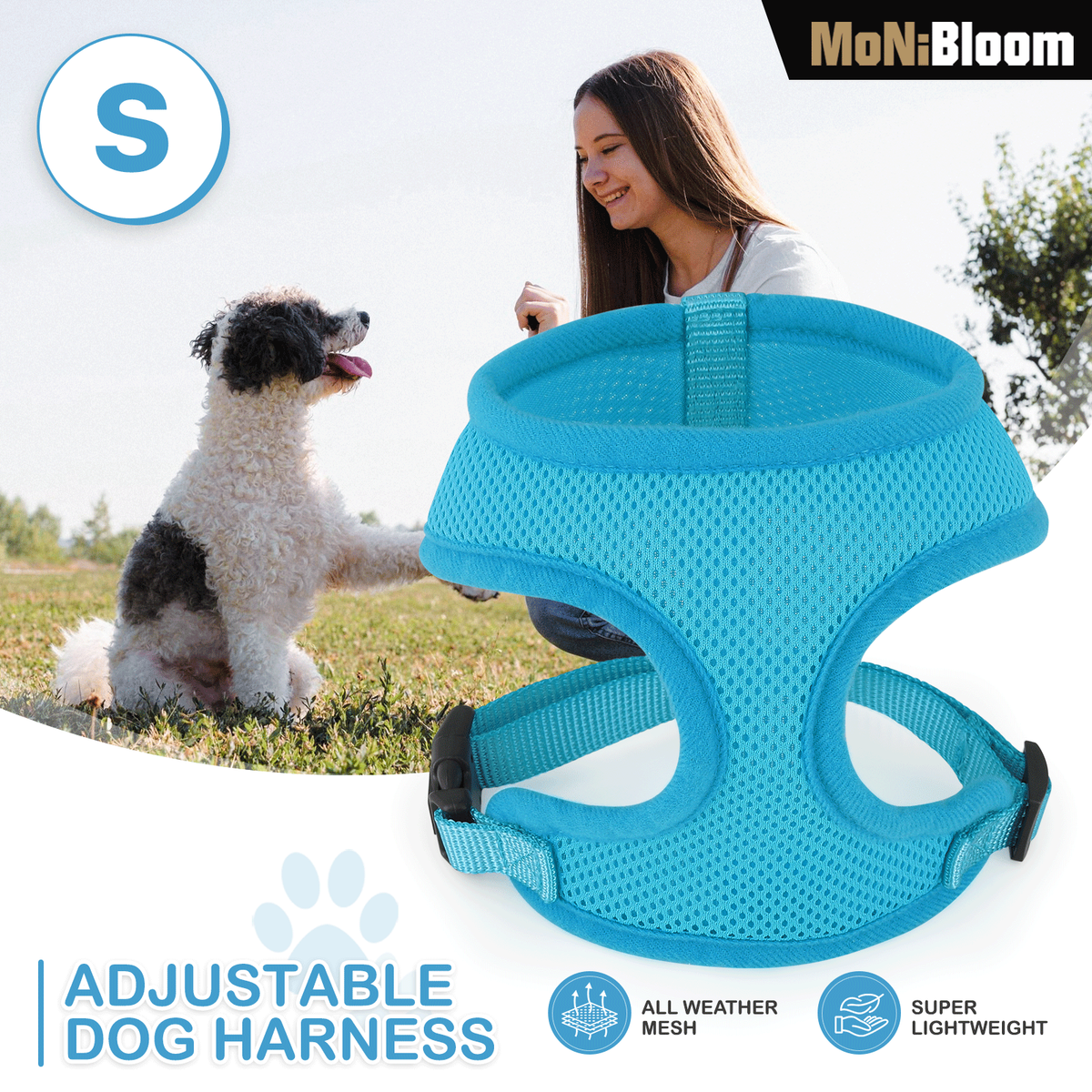 Pet Dog Puppy Soft Harness Vest Breathable Air Mesh Escape Proof Adjustable  Blue